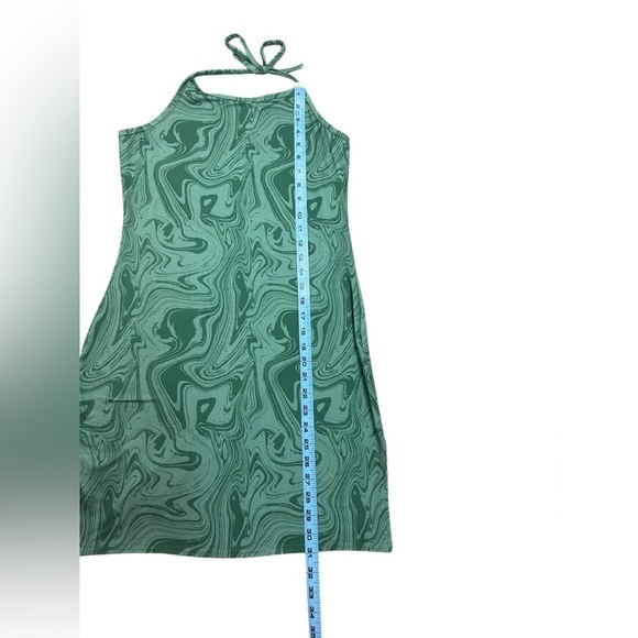 ♥️Pretty Little Thing Green Marble Halter Split Hem Bodycon Dress Women’s Sz 8 - Picture 11 of 12